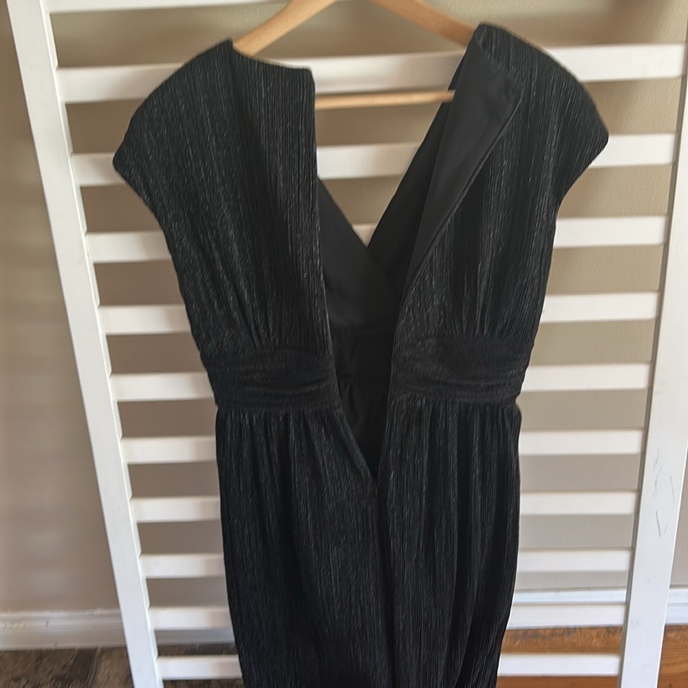 Maggy London Black Sparkle Pleat Novelty Wide-Leg Crop Jumpsuit Romper US 2 - Picture 9 of 14